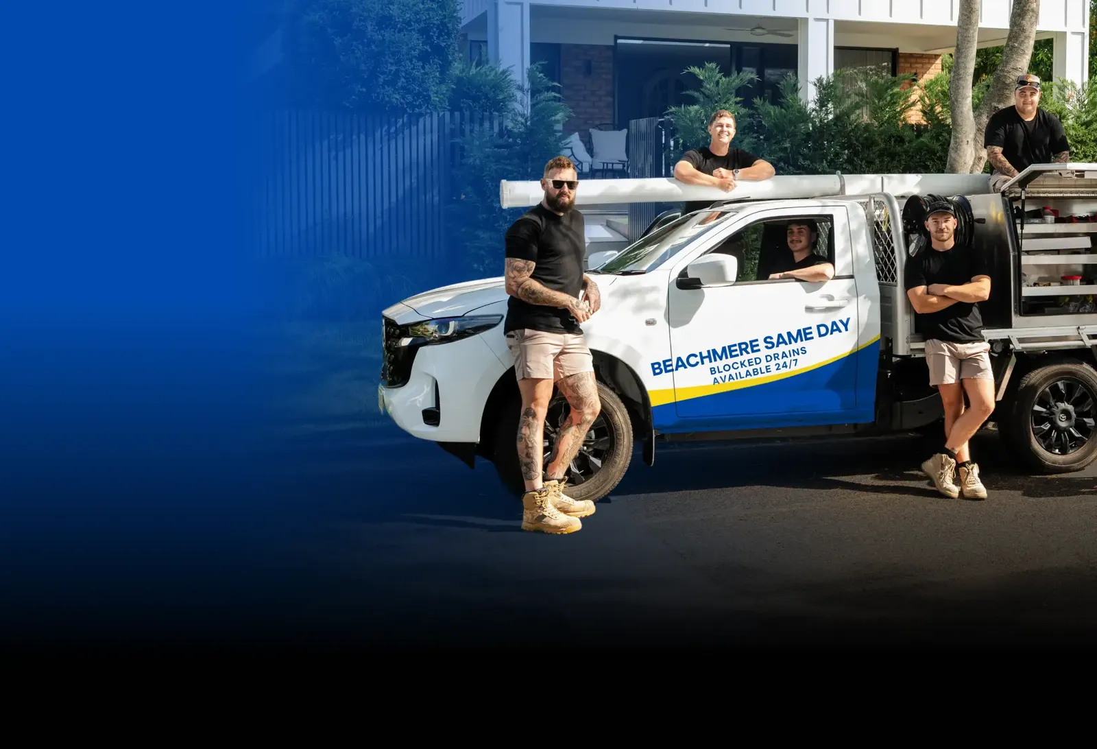 Beachmere Same Day Blocked Drains team with the ute
